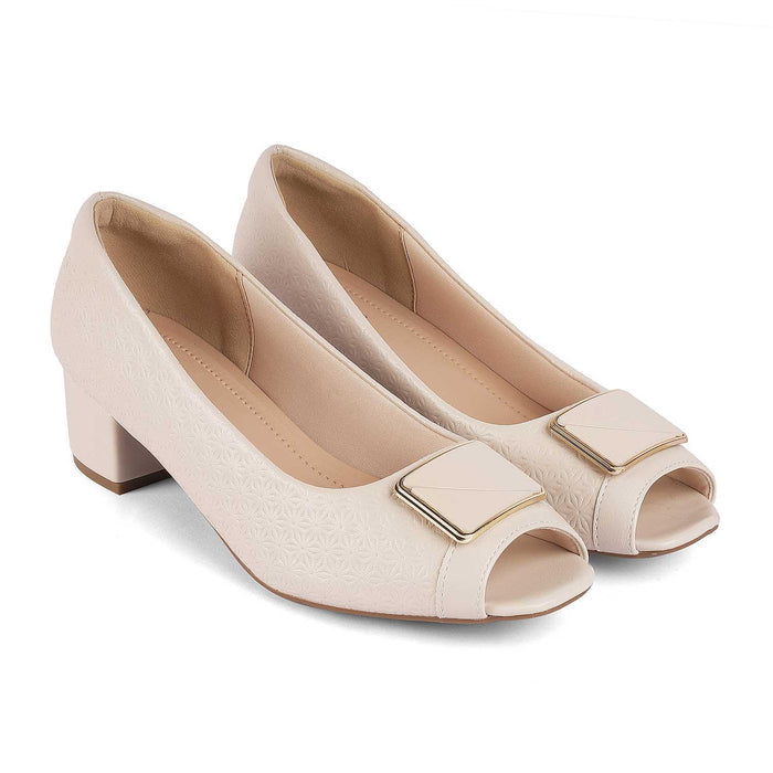 Treroy Beige Women's TPR Sole Peep Toe Sandals Tresmode