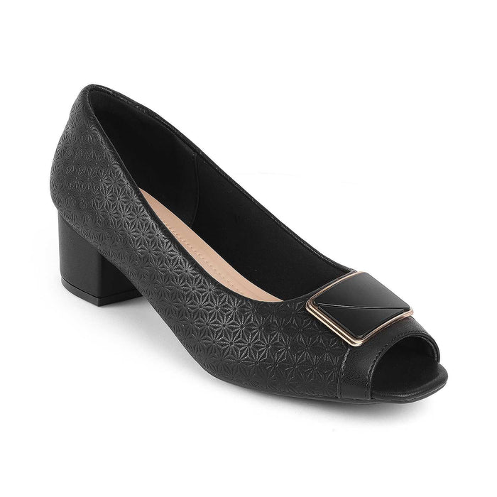 Treroy Black Women's 2-inch Peep Toe Sandals Tresmode