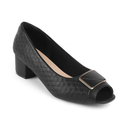 Treroy Black Women's 2-inch Peep Toe Sandals Tresmode