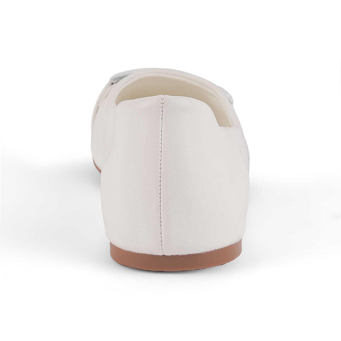 Tresx White Women's TPR Sole Ballerinas Tresmode