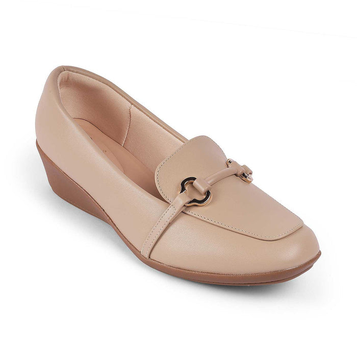 Trevy Beige Women's 1.5-inch Chunky Sole Loafers Tresmode