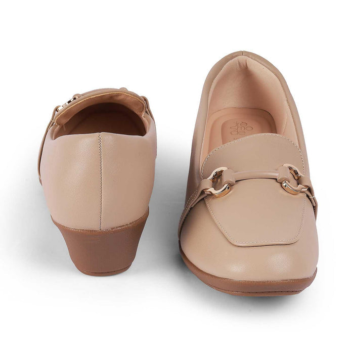 Trevy Beige Women's Vegan-Friendly Chunky Sole Loafers Tresmode