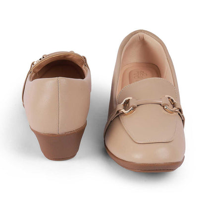 Trevy Beige Women's Vegan-Friendly Chunky Sole Loafers Tresmode
