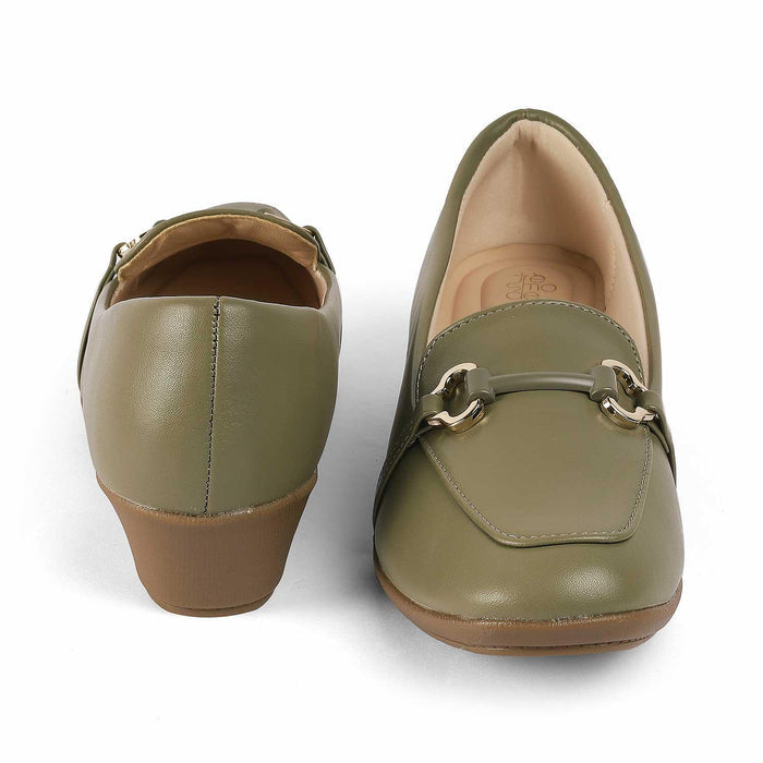 Trevy Green Women's Vegan-Friendly Chunky Sole Loafers Tresmode