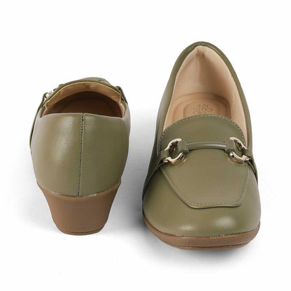 Trevy Green Women's Vegan-Friendly Chunky Sole Loafers Tresmode