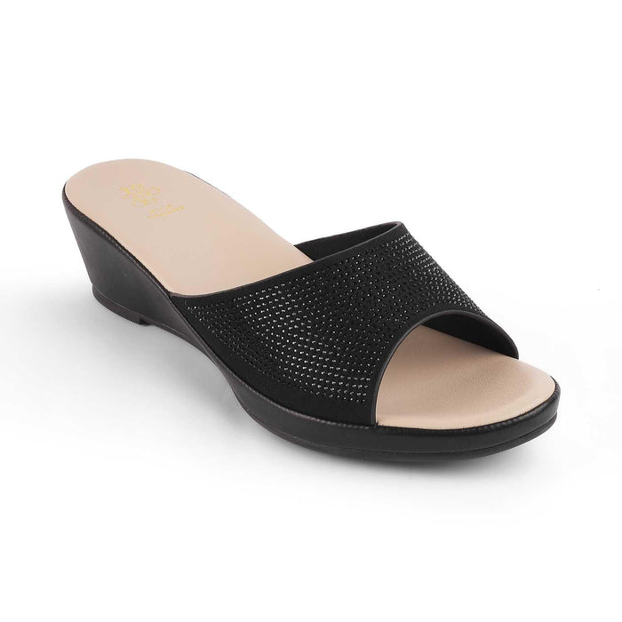 Treyork Black Women's 2-inch Wedge Heel Sandals Tresmode