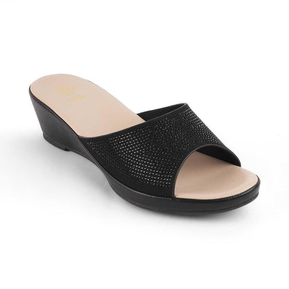 Treyork Black Women's 2-inch Wedge Heel Sandals Tresmode