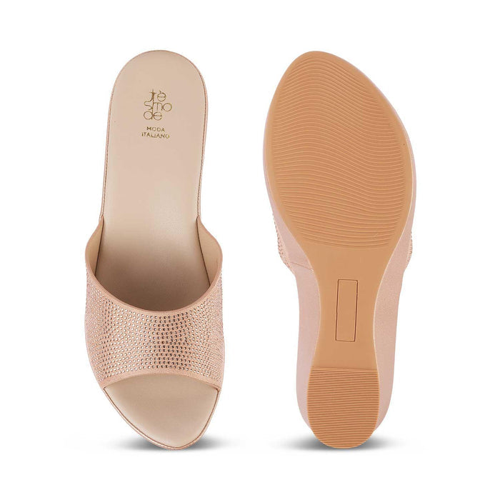 Treyork Champagne Women's Fashionable Wedge Sandals Tresmode