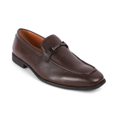 Umac Brown Men's Almond Shape Leather Loafers Tresmode