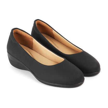 Vallersso Black Women's TPR Sole Wedge Ballerinas Tresmode