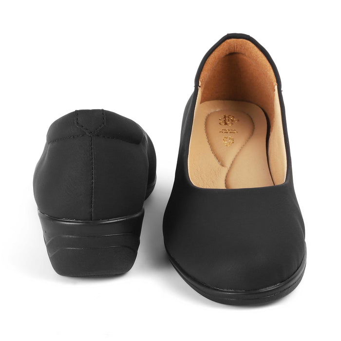 Vallersso Black Women's Round Shape Wedge Ballerinas Tresmode