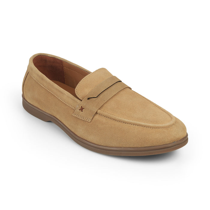 Men's Beige Leather Loafers Tresmode