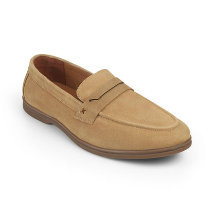Men's Beige Leather Loafers Tresmode