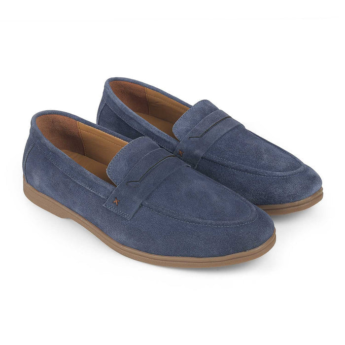 Tresmode Veni Blue Men's Suede Leather Loafers