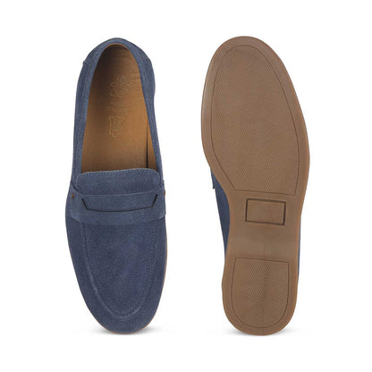 Tresmode Veni Blue Men's Suede Leather Loafers