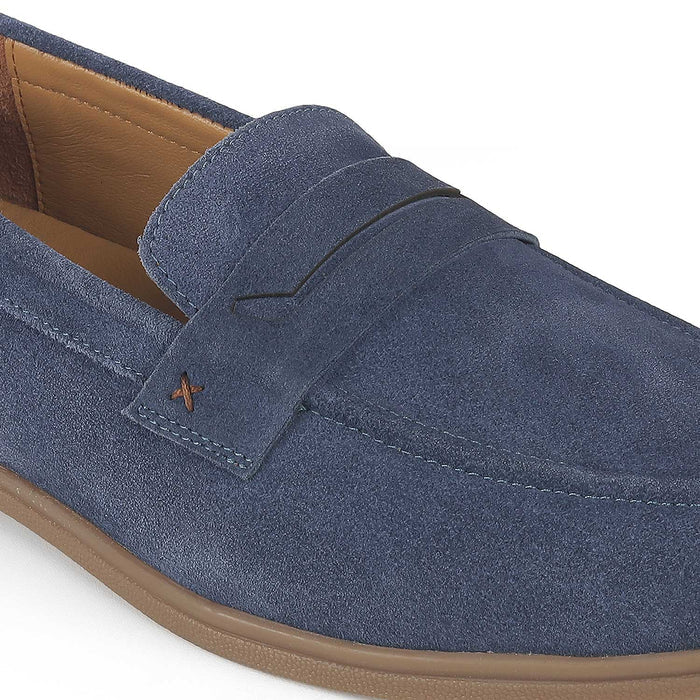 Tresmode Veni Blue Men's Suede Leather Loafers