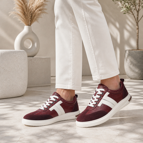 Tresmode Vorsa Red Men's Suede Leather Sneakers