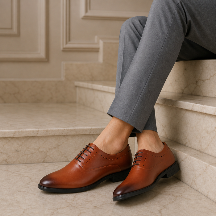 Tresmode Yovy Tan Men's Oxford Lace Ups