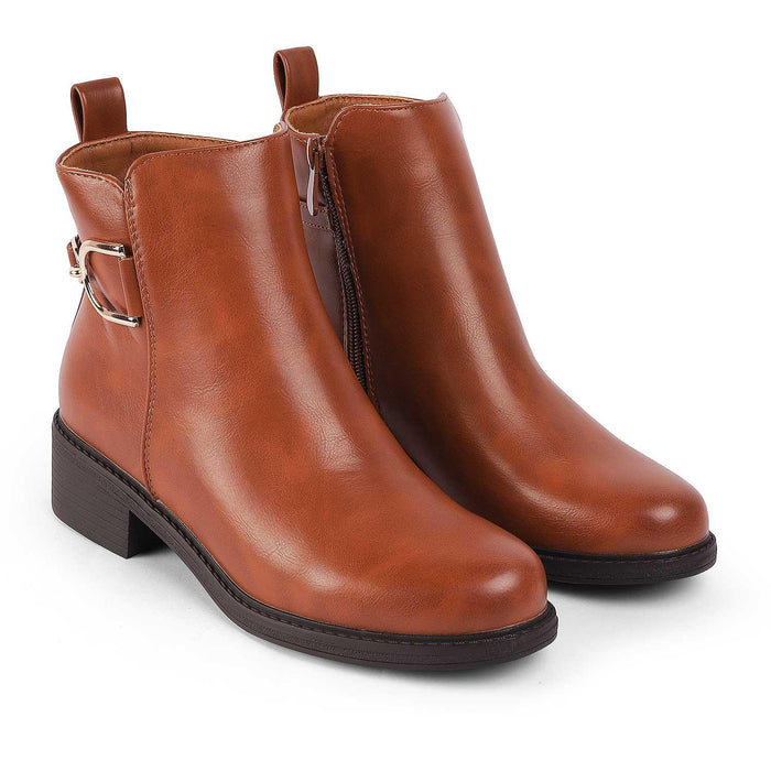 Zurich Camel Women's TPR Sole Ankle-length Boots Tresmode